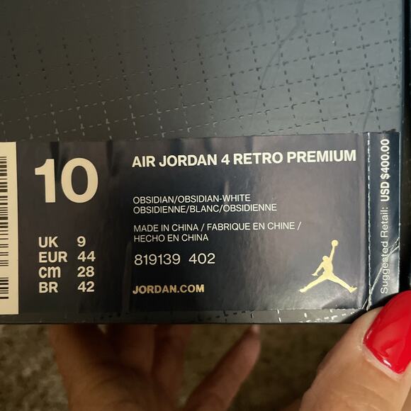 Size 10 - Nike Air Jordan 4 Retro Premium (Obsidian/Obsidian-White) DS NIB main image 9